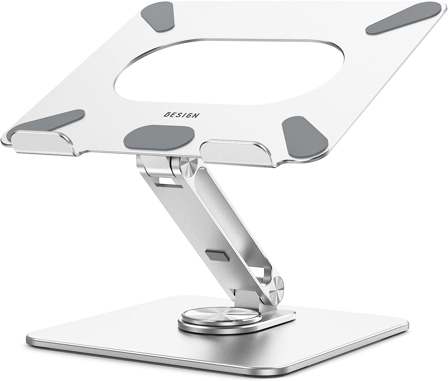 LSX7 Laptop Stand with 360° Rotating Base, Ergonomic Adjustable Notebook Stand, Riser Holder Computer Stand Compatible with Air, Pro, Dell, HP, Lenovo More 10-15.6" Laptops (Silver)