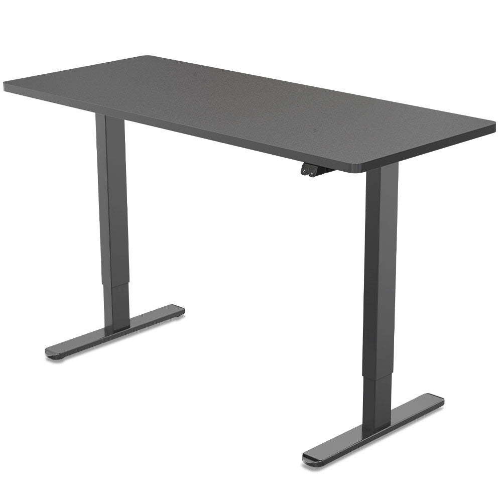 Fortia Sit To Stand Up Standing Desk, 140x60cm, 72-118cm Electric Height Adjustable, 70kg Load, Black/Black Frame