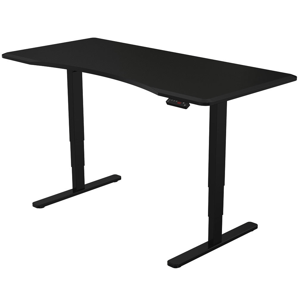 Fortia Sit To Stand Up Standing Desk, 160x75cm, 62-128cm Electric Height Adjustable, Dual Motor, 120kg Load, Arched, Black/Black Frame